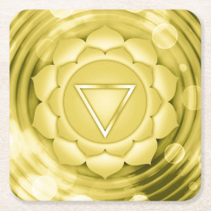 Porta-copo De Papel Quadrado Meditação Espiritual Dourada Elegante Chakra Zen