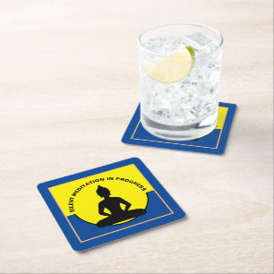 Porta-copo De Papel Quadrado Meditação SILENCIOSA em Curso e Mindulgência Buda