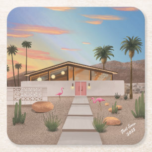 Porta-copo De Papel Quadrado Meio século Modern Flamingo House