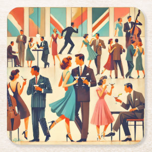 Porta-copo De Papel Quadrado Meio século Modern Martinis No Clube