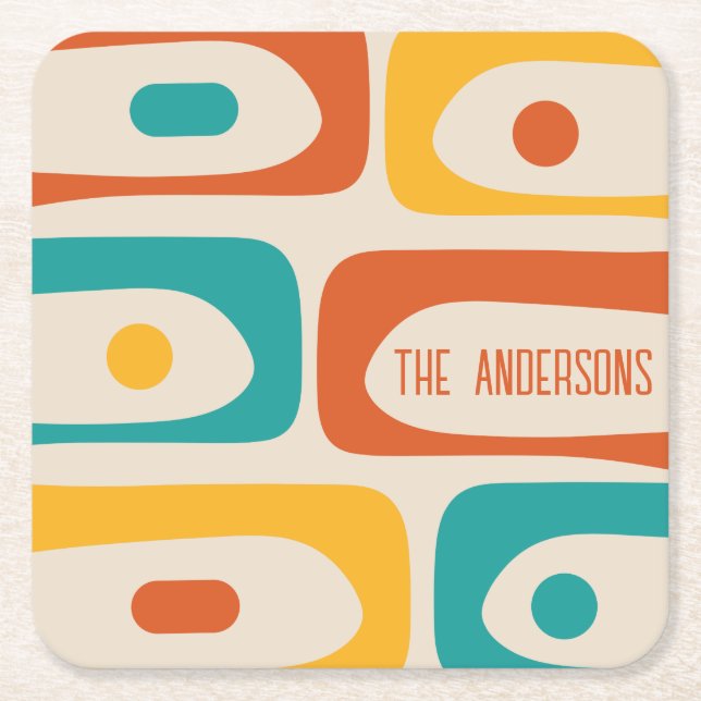 Porta-copo De Papel Quadrado Meio século moderno de Abstrato personalizado (Frente)