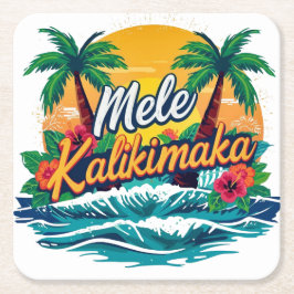 Porta-copo De Papel Quadrado Mele Kalikimaka Natal tropical