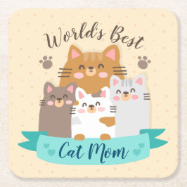 Porta-copo De Papel Quadrado Melhor Mãe Gato do Mundo - Gatinhos Fofos