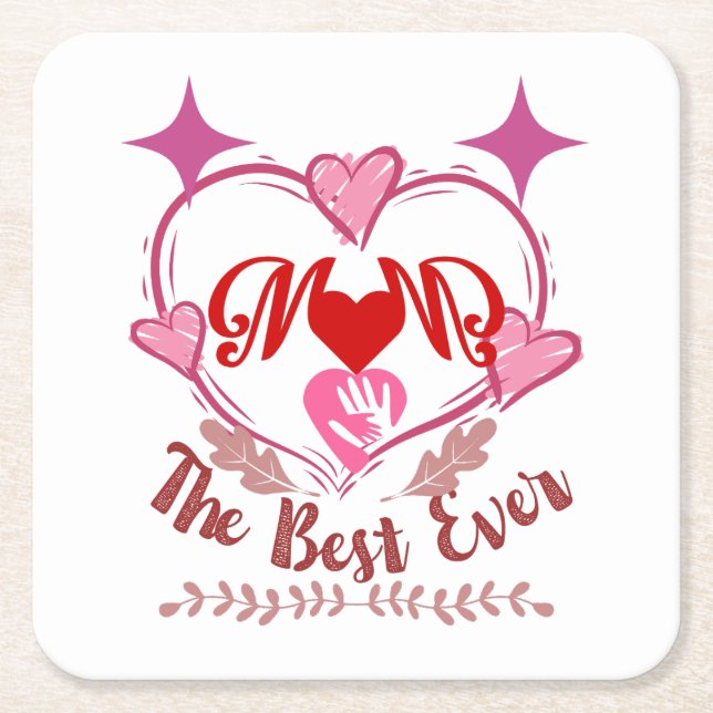 Porta-copo De Papel Quadrado Melhor Mãe Nunca (Frente)