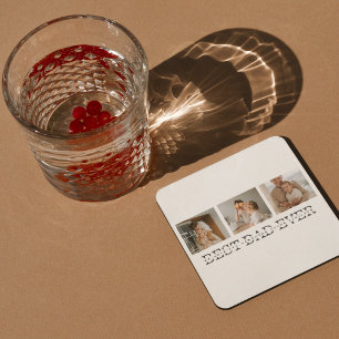 Porta-copo De Papel Quadrado Melhor Pai De Foto E Cinza De Colagem Moderna