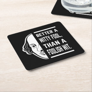 Porta-copo De Papel Quadrado Melhor uma citação de Shakespeare Tespian Testemun