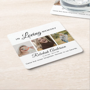 Porta-copo De Papel Quadrado Memorial da Colagem de Fotos Moderna 3