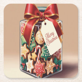 Porta-copo De Papel Quadrado Memórias de Natal Cookie Jar Porta copos