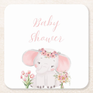 Porta-copo De Papel Quadrado Menina Elefante Adorável e Simuladora
