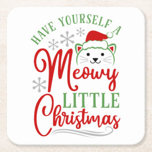 Porta-copo De Papel Quadrado Meowy Little Christmas