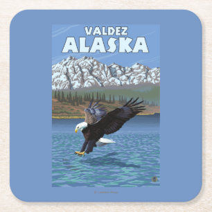 Porta-copo De Papel Quadrado Mergulho da águia americana - Valdez, Alaska
