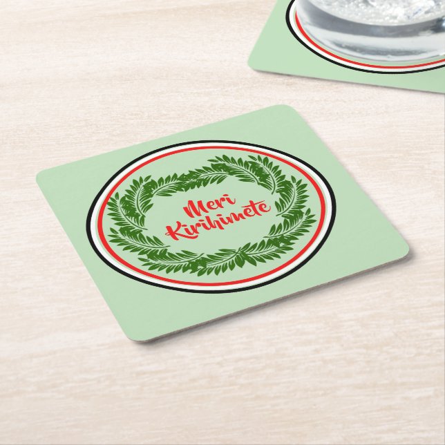 Porta-copo De Papel Quadrado Meri Kirihimete Maori Feliz Natal (Inclinado)