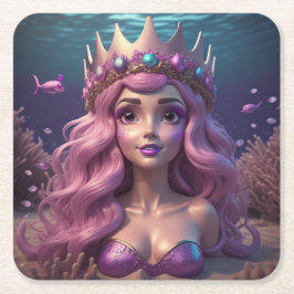Porta-copo De Papel Quadrado Mermaid Crown
