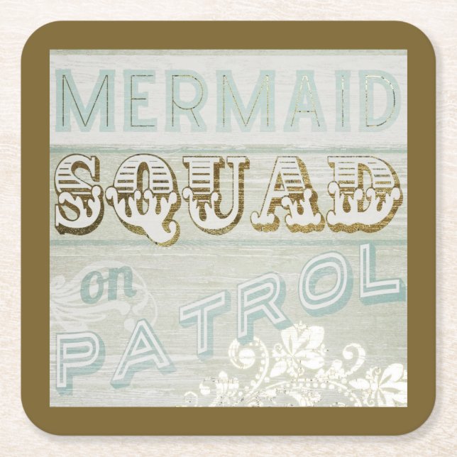 Porta-copo De Papel Quadrado Mermaid Squad sobre Patrulha (Frente)