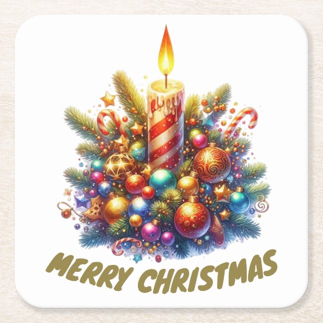 PORTA-COPO DE PAPEL QUADRADO MERRY CHRISTMAS (Frente)