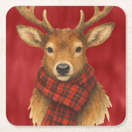 Porta-copo De Papel Quadrado Merry Christmas Reindeer