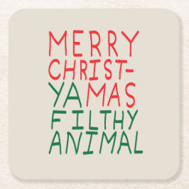 Porta-copo De Papel Quadrado Merry Christmas ya filthy animal typography