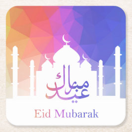 Porta-copo De Papel Quadrado Mesquita Colorida do Arco-Íris Poligonal Eid Mubar