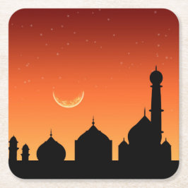 Porta-copo De Papel Quadrado Mesquita Silhouette Evening Sky - Porta copos de p