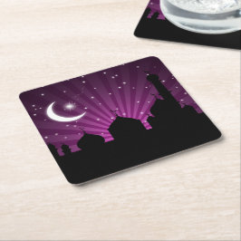 Porta-copo De Papel Quadrado Mesquita Silhouette Purple Night - Porta copos de