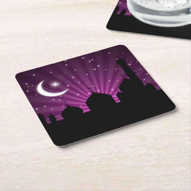 Porta-copo De Papel Quadrado Mesquita Silhouette Purple Night - Porta copos de  (Inclinado)