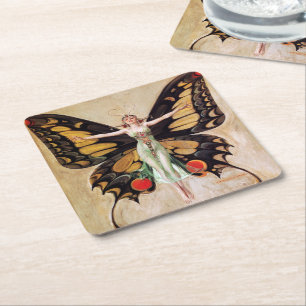 Porta-copo De Papel Quadrado Metamorfose da Flapper para a Borboleta 1922