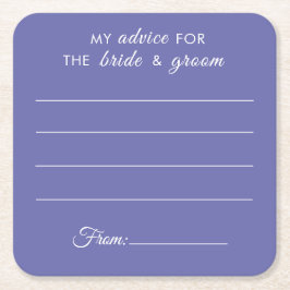 Porta-copo De Papel Quadrado Meu conselho para noiva e noivo casamento roxo e d