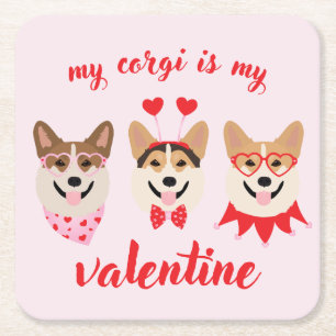 Porta-copo De Papel Quadrado Meu Corgi É Meu Namorados