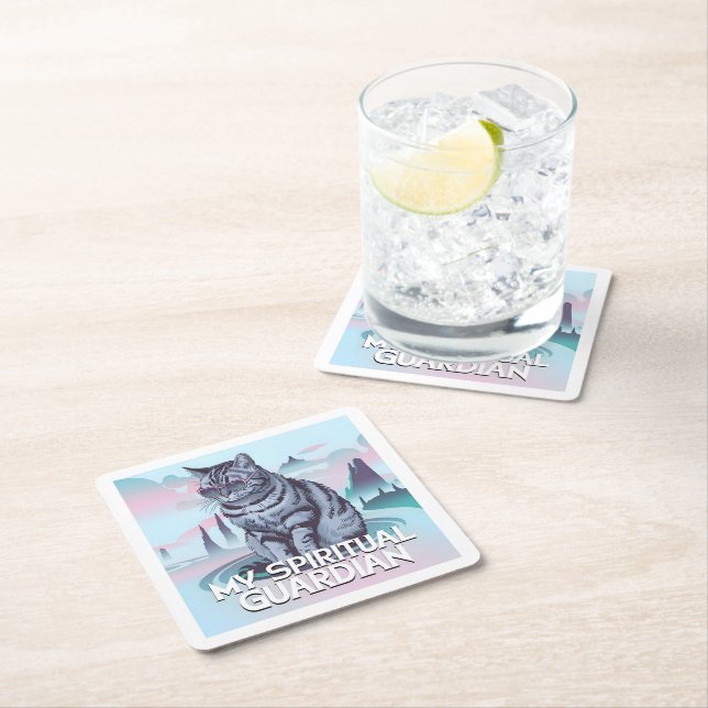 Porta-copo De Papel Quadrado Meu Gato Guardião Espiritual (Insitu)