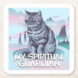 Porta-copo De Papel Quadrado Meu Gato Guardião Espiritual