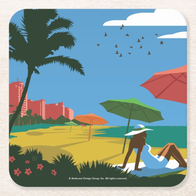 Porta-copo De Papel Quadrado Miami, FL (Frente)