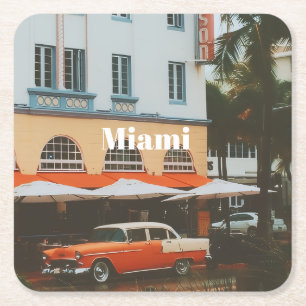 Porta-copo De Papel Quadrado Miami Ocean Drive Lembrança de Viagem