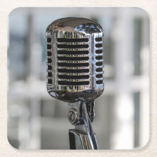 Porta-copo De Papel Quadrado Microfone com Estilo de Retro Vintage Muito Legal