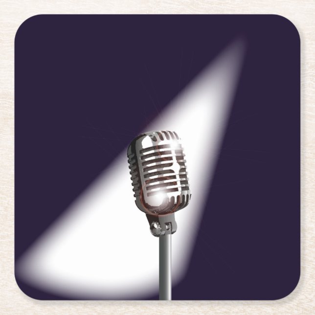 Porta-copo De Papel Quadrado Microfone do Palco Retroativo (Frente)