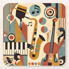 Porta-copo De Papel Quadrado Mid Century Jazz Age Modern Minimalist Trio