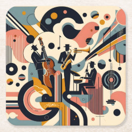 Porta-copo De Papel Quadrado Mid Century Jazz Age Psychedelic Trio
