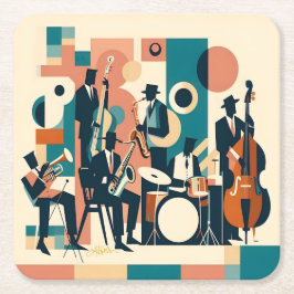 Porta-copo De Papel Quadrado Mid Century Jazz Age Sextet
