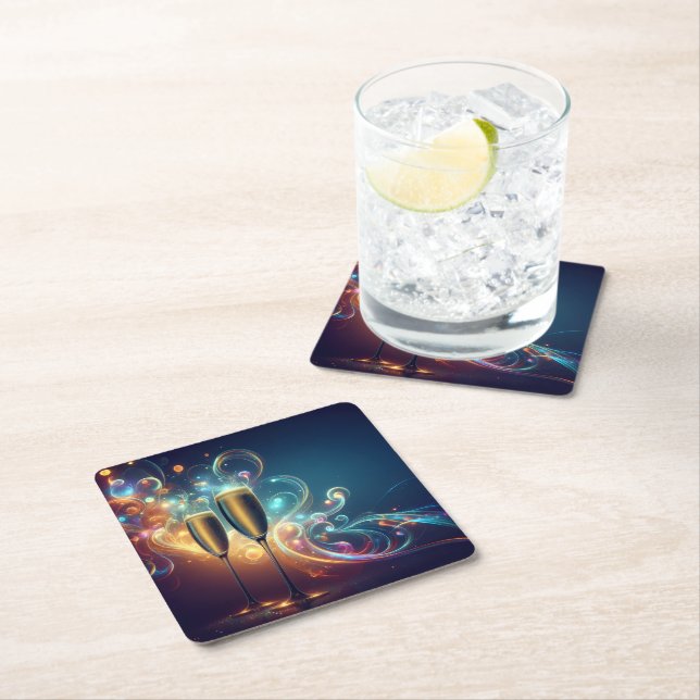 Porta-copo De Papel Quadrado Midnight Toast Coasters  (Insitu)