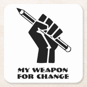 Porta-copo De Papel Quadrado Minha Arma Para Mudar