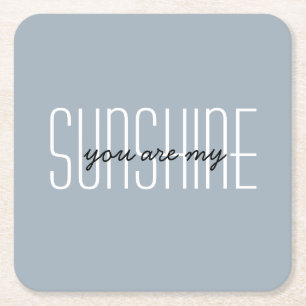Porta-copo De Papel Quadrado Minha Citação do Sol Azul Cinza Personalizar Tipog