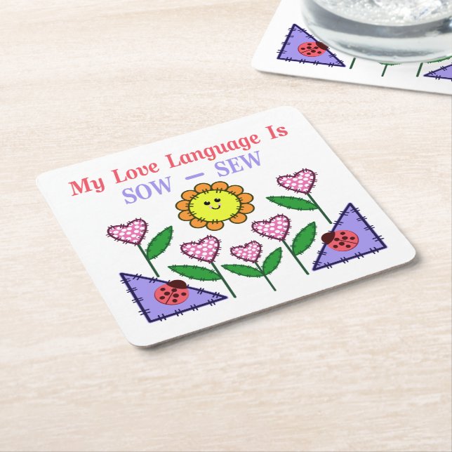 Porta-copo De Papel Quadrado Minha Linguagem De Amor É Sow - Sew (Inclinado)