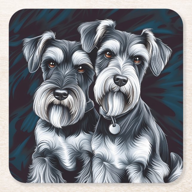 Porta-copo De Papel Quadrado Miniatura Schnauzer Pals (Frente)