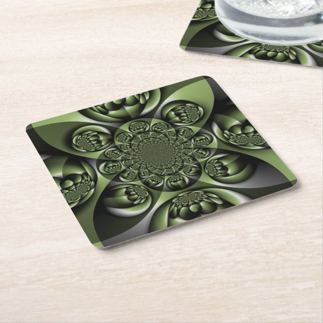 Porta-copo De Papel Quadrado Miniesferas de Floresta Verde Branca (Inclinado)