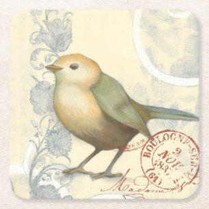 Porta-copo De Papel Quadrado Minigráfico Amarelo e Verde no fundo da vinhagem