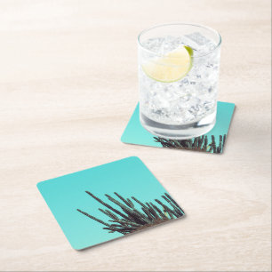 Porta-copo De Papel Quadrado Minimalismo das Plantas Suculentas do Cactus Verde