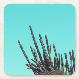 Porta-copo De Papel Quadrado Minimalismo das Plantas Suculentas do Cactus Verde