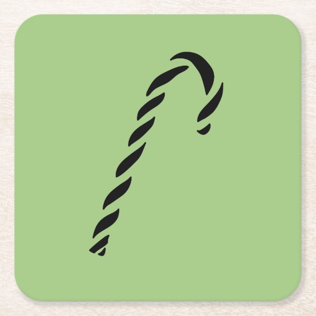 Porta-copo De Papel Quadrado Minimalist Black Christmas Candy cane (Frente)
