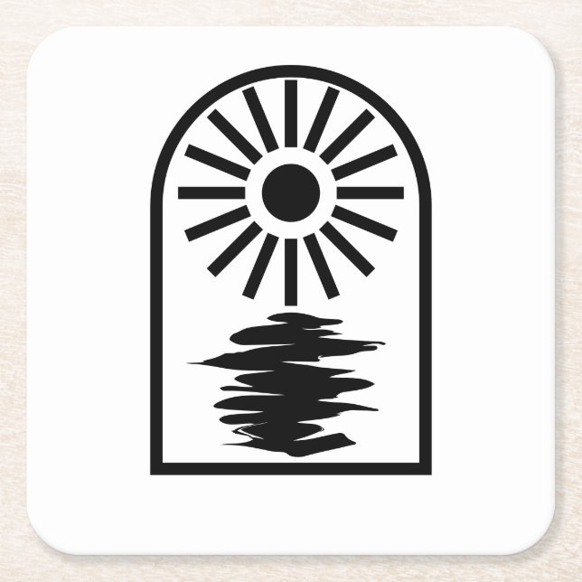 Porta-copo De Papel Quadrado Minimalist Celestial Sun and water (Frente)