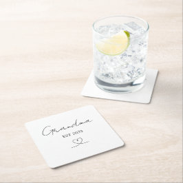 Porta-copo De Papel Quadrado Minimalist Grandma EST Year | Custom Paper Coaster