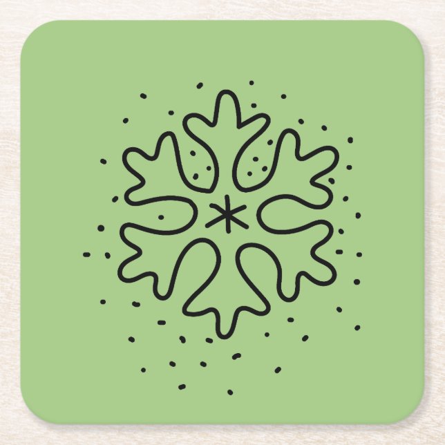Porta-copo De Papel Quadrado Minimalist handdrawn snowflake (Frente)